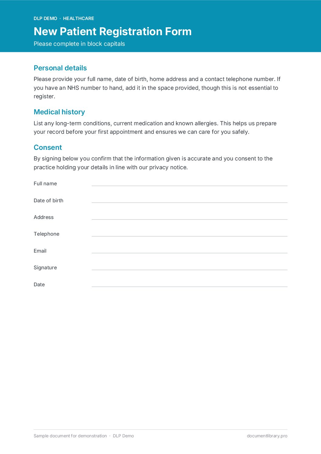 New Patient Registration Form