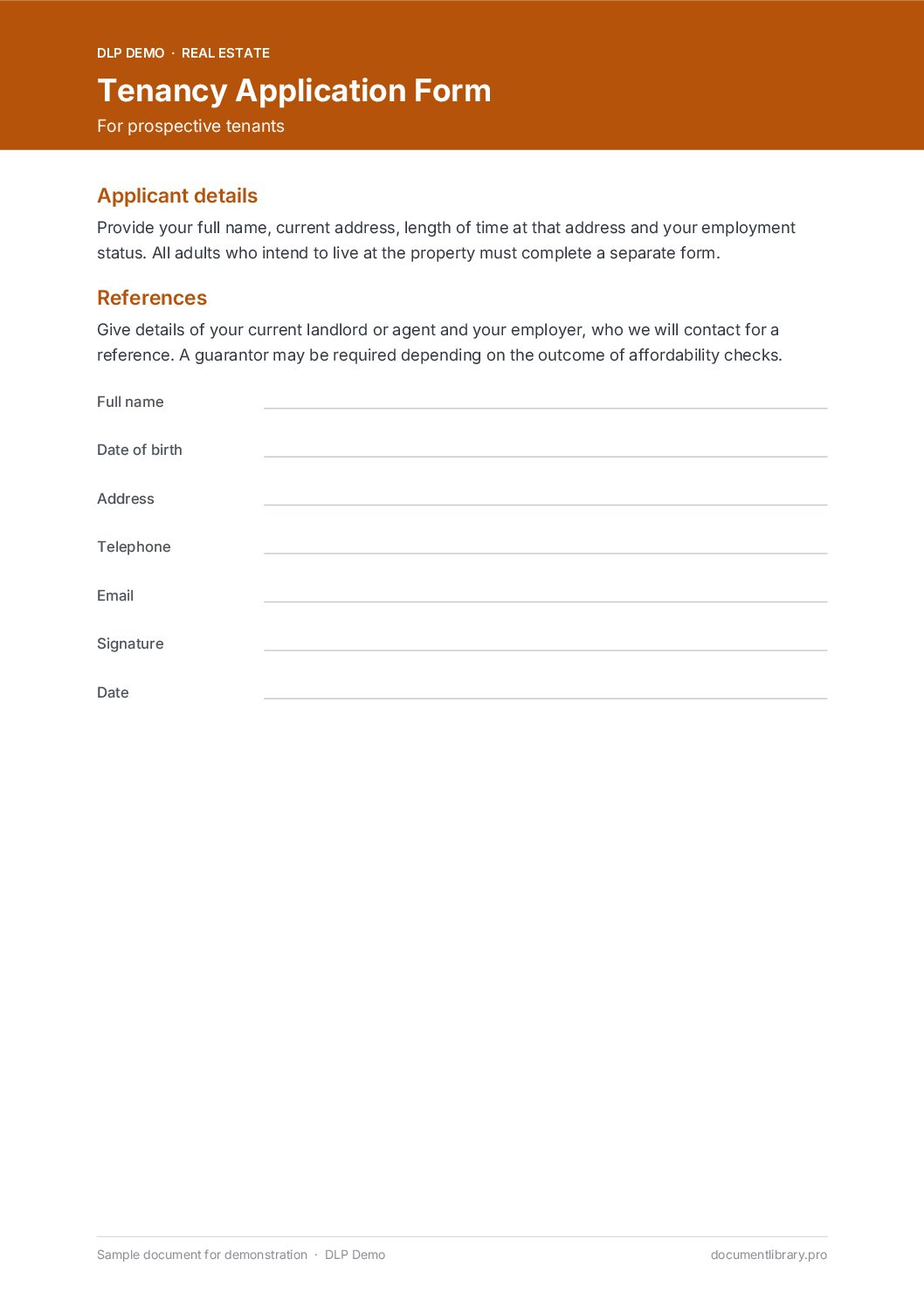 Tenancy Application Form